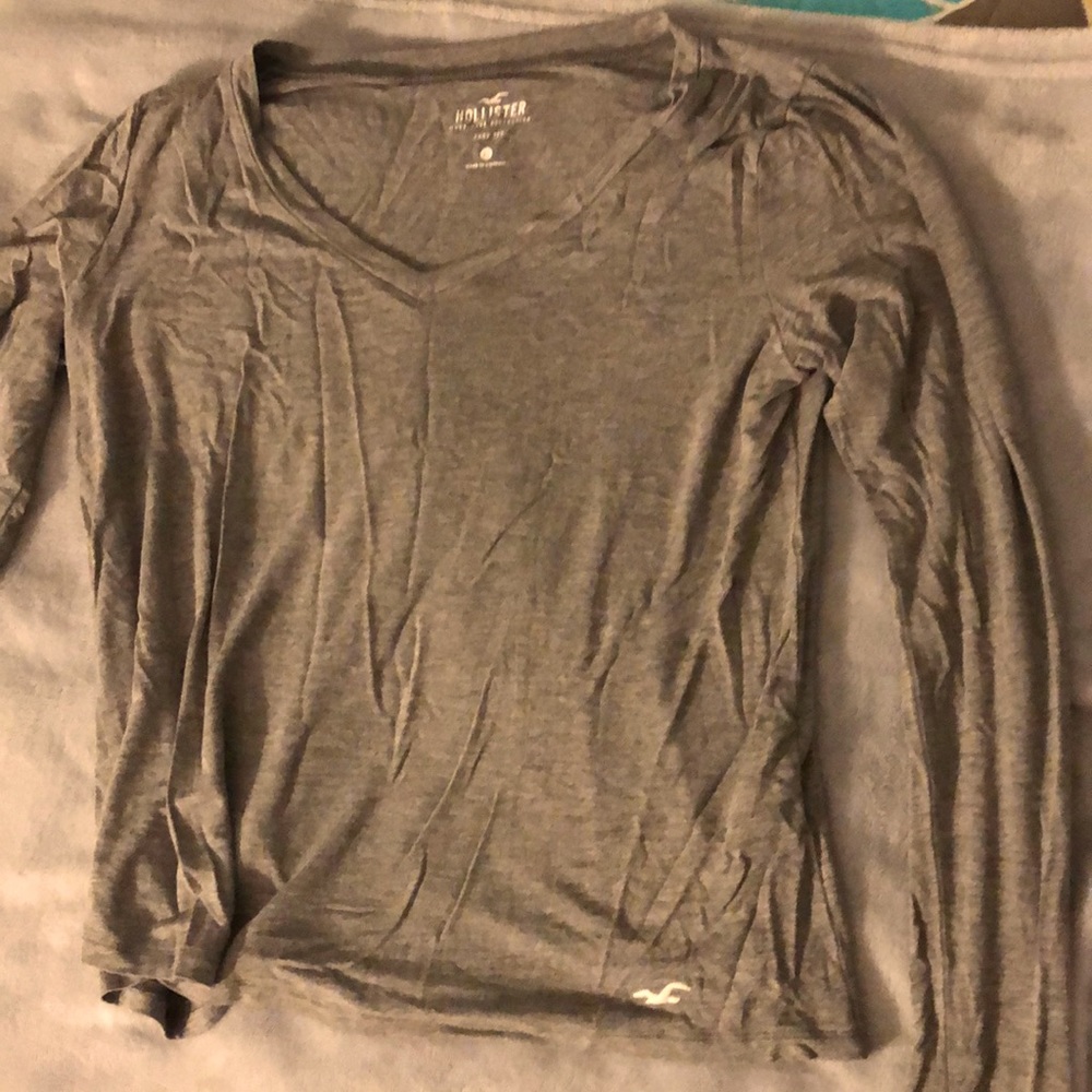 Hollister Grey Longsleeve- Vneck Shirt